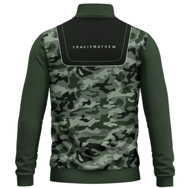 TravisMathew Brand Exclusive Logo All Over Print Quarter Zip Sweatshirt  HOGOF280525A01TRA - Green - Image 3