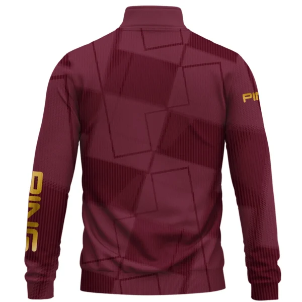 Ping Brand Exclusive Logo All Over Print Quarter Zip Sweatshirt HOGF030625A01PI - Maroon - Image 2