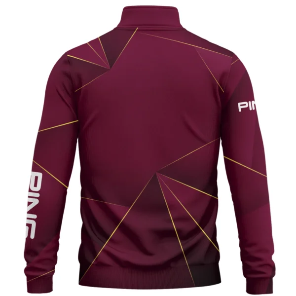 Ping Brand Exclusive Logo All Over Print Quarter Zip Sweatshirt HOGF310525A01PI - Maroon - Image 2