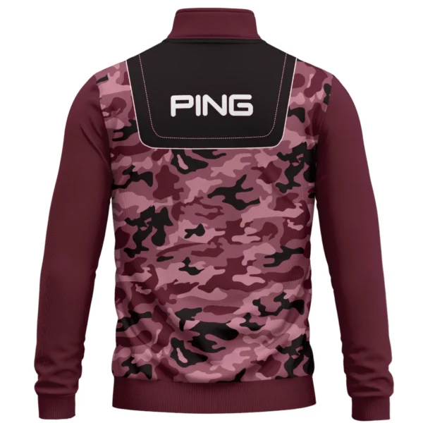 Ping Brand Exclusive Logo All Over Print Quarter Zip Sweatshirt  HOGOF280525A01PI - Maroon - Image 3