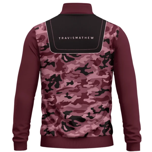 TravisMathew Brand Exclusive Logo All Over Print Quarter Zip Sweatshirt  HOGOF280525A01TRA - Maroon - Image 3