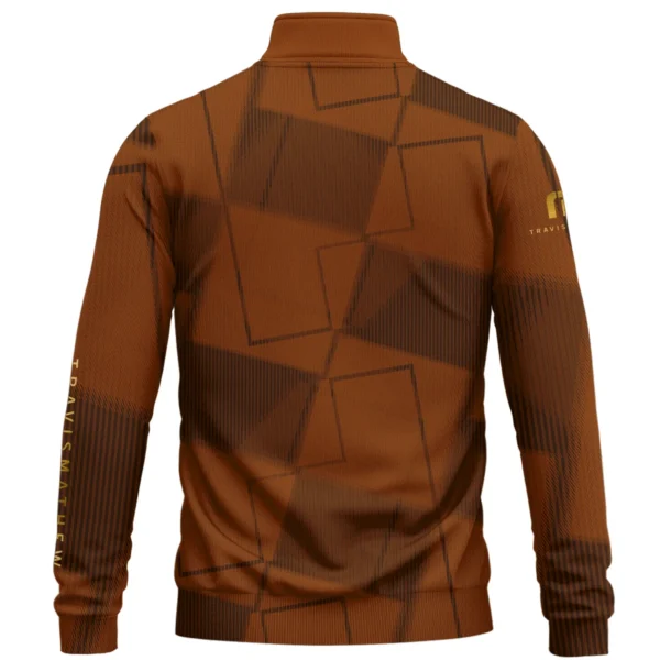 TravisMathew Brand Exclusive Logo All Over Print Quarter Zip Sweatshirt HOGF030625A01TRM - Orange - Image 2