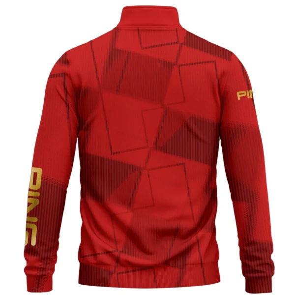 Ping Brand Exclusive Logo All Over Print Quarter Zip Sweatshirt HOGF030625A01PI - Red - Image 2