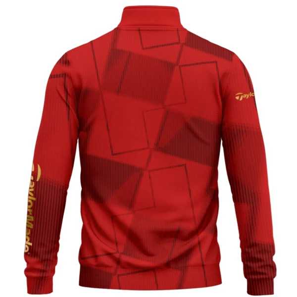 TaylorMade Brand Exclusive Logo All Over Print Quarter Zip Sweatshirt HOGF030625A01TM - Red - Image 2