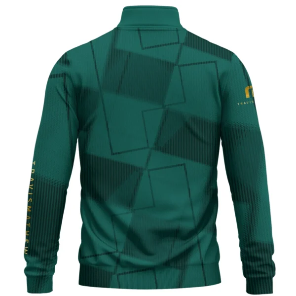 TravisMathew Brand Exclusive Logo All Over Print Quarter Zip Sweatshirt HOGF030625A01TRM - Teal Green - Image 2