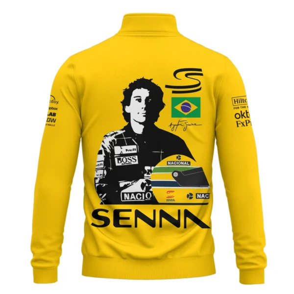Ayrton Senna Flag And Helmet McLaren F1 Exclusive Quarter-Zip Sweatshirt BLF13625A4QZS - Image 3