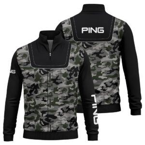 Ping Brand Exclusive Logo All Over Print Quarter Zip Sweatshirt  HOGOF280525A01PI - Army Green