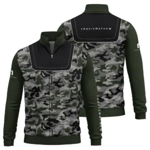 TravisMathew Brand Exclusive Logo All Over Print Quarter Zip Sweatshirt  HOGOF280525A01TRA - ArmyGreen