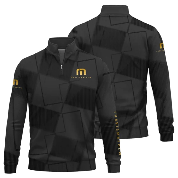 TravisMathew Brand Exclusive Logo All Over Print Quarter Zip Sweatshirt HOGF030625A01TRM - Black - Image 3