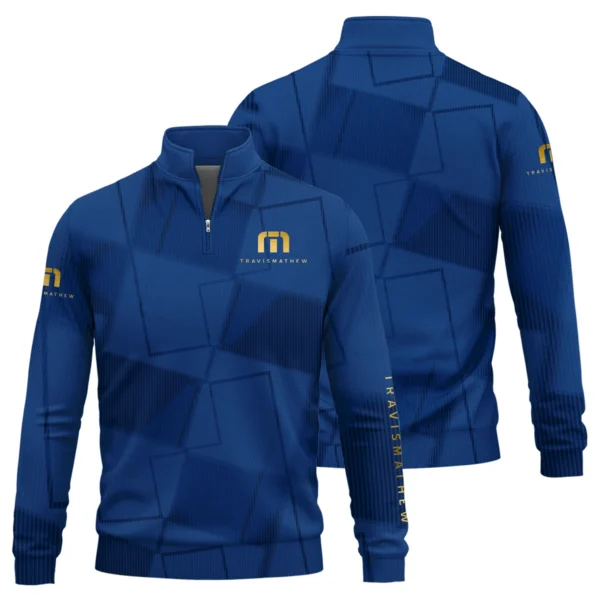 TravisMathew Brand Exclusive Logo All Over Print Quarter Zip Sweatshirt HOGF030625A01TRM - Blue - Image 3