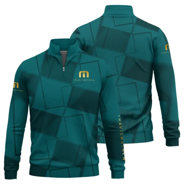 TravisMathew Brand Exclusive Logo All Over Print Quarter Zip Sweatshirt HOGF030625A01TRM - Cyan - Image 3