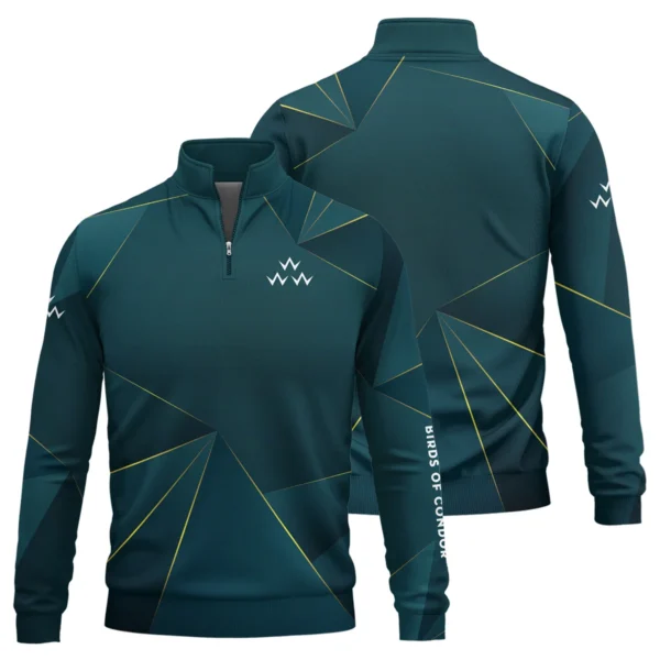 Birds of Condor Brand Exclusive Logo All Over Print Quarter Zip Sweatshirt HOGF310525A01BOC - Cyan - Image 3