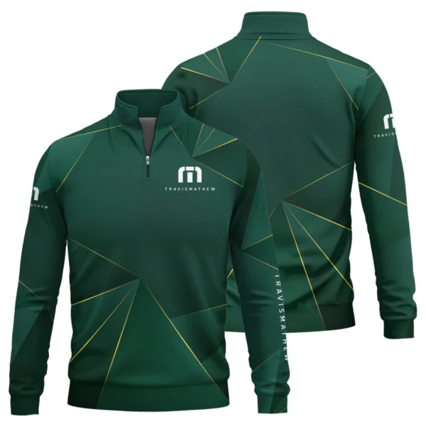 TravisMathew Brand Exclusive Logo All Over Print Quarter Zip Sweatshirt HOGF310525A01TRM - Dark Green - Image 3