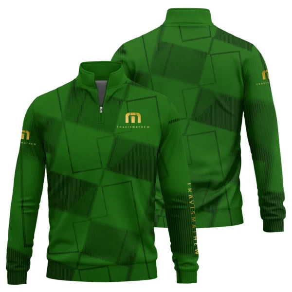 TravisMathew Brand Exclusive Logo All Over Print Quarter Zip Sweatshirt HOGF030625A01TRM - Green - Image 3