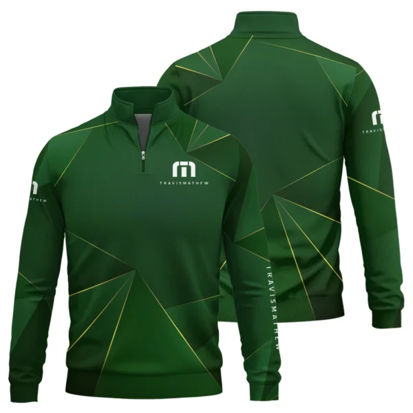 TravisMathew Brand Exclusive Logo All Over Print Quarter Zip Sweatshirt HOGF310525A01TRM - Green - Image 3
