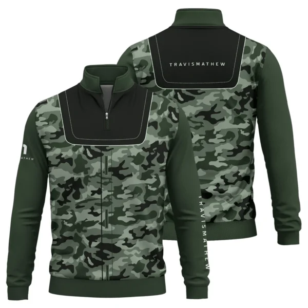 TravisMathew Brand Exclusive Logo All Over Print Quarter Zip Sweatshirt  HOGOF280525A01TRA - Green