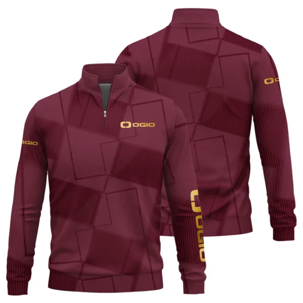 Ogio Brand Exclusive Logo All Over Print Quarter Zip Sweatshirt HOGF030625A01OG - Maroon - Image 3