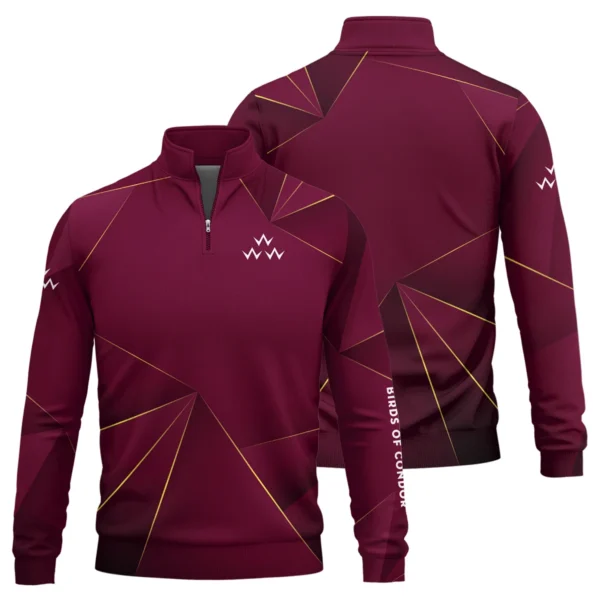 Birds of Condor Brand Exclusive Logo All Over Print Quarter Zip Sweatshirt HOGF310525A01BOC - Maroon - Image 3