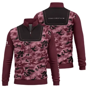 TravisMathew Brand Exclusive Logo All Over Print Quarter Zip Sweatshirt  HOGOF280525A01TRA - Maroon