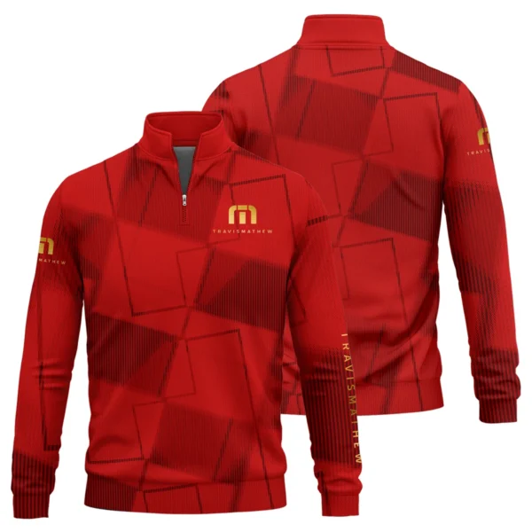 TravisMathew Brand Exclusive Logo All Over Print Quarter Zip Sweatshirt HOGF030625A01TRM - Red - Image 3