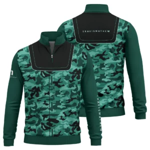 TravisMathew Brand Exclusive Logo All Over Print Quarter Zip Sweatshirt  HOGOF280525A01TRA - Teal Green