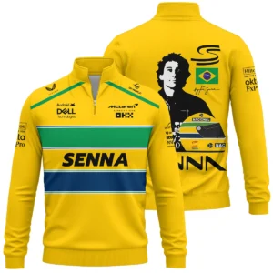 Ayrton Senna Flag And Helmet McLaren F1 Exclusive Quarter-Zip Sweatshirt BLF13625A4QZS