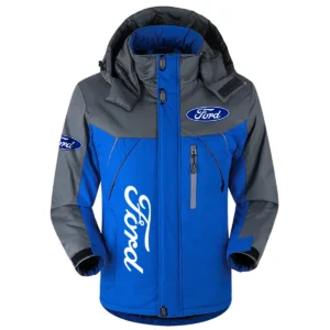 Ford Exclusive Logo Outdoor Plush Charging Suit Waterproof Windproof Jacket Detachable Hood BLC21525A1FRD1 - Blue