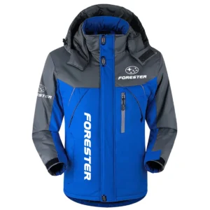 Forester Exclusive Logo Outdoor Plush Charging Suit Waterproof Windproof Jacket Detachable Hood BLC21525A1FST - Blue