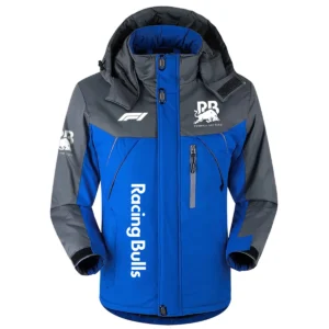 Racing Bulls F1 Team Exclusive Logo Outdoor Plush Charging Suit Waterproof Windproof Jacket Detachable Hood BLF130525A1RAC - Blue