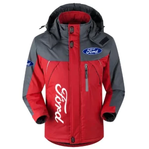 Ford Exclusive Logo Outdoor Plush Charging Suit Waterproof Windproof Jacket Detachable Hood BLC21525A1FRD1 - Red