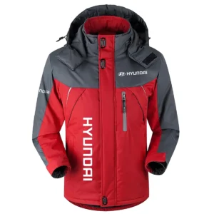 Hyundai Exclusive Logo Outdoor Plush Charging Suit Waterproof Windproof Jacket Detachable Hood BLC21525A1HYD - Red