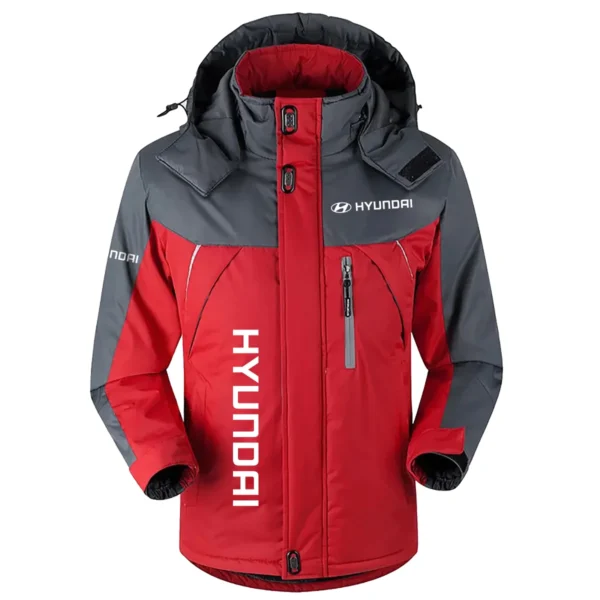 Hyundai Exclusive Logo Outdoor Plush Charging Suit Waterproof Windproof Jacket Detachable Hood BLC21525A1HYD - Red