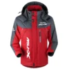 MU-X Exclusive Logo Outdoor Plush Charging Suit Waterproof Windproof Jacket Detachable Hood BLC21525A1MUX - Red