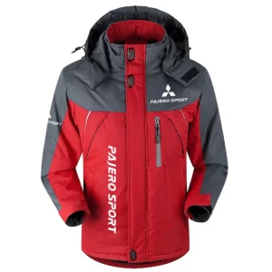 Pajero Sport Exclusive Logo Outdoor Plush Charging Suit Waterproof Windproof Jacket Detachable Hood BLC21525A1PJS - Red