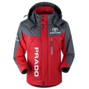 Prado Exclusive Logo Outdoor Plush Charging Suit Waterproof Windproof Jacket Detachable Hood BLC21525A1PRD - Red