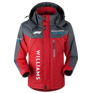 Williams F1 Team Exclusive Logo Outdoor Plush Charging Suit Waterproof Windproof Jacket Detachable Hood BLF130525A1WIL - Red