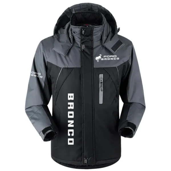 Bronco Exclusive Logo Outdoor Plush Charging Suit Waterproof Windproof Jacket Detachable Hood BLC21525A1BRC - Black
