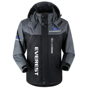 Everest Exclusive Logo Outdoor Plush Charging Suit Waterproof Windproof Jacket Detachable Hood BLC21525A1EVT - Black