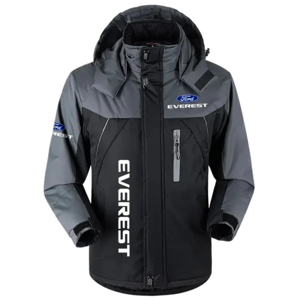 Everest Exclusive Logo Outdoor Plush Charging Suit Waterproof Windproof Jacket Detachable Hood BLC21525A1EVT - Black