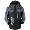 Ford Exclusive Logo Outdoor Plush Charging Suit Waterproof Windproof Jacket Detachable Hood BLC21525A1FRD1 - Black