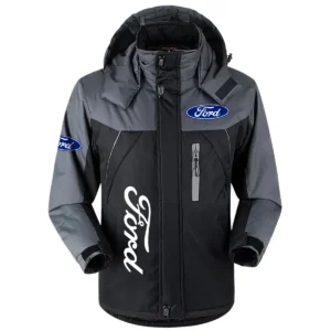 Ford Exclusive Logo Outdoor Plush Charging Suit Waterproof Windproof Jacket Detachable Hood BLC21525A1FRD1 - Black