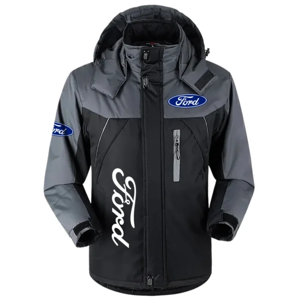Ford Exclusive Logo Outdoor Plush Charging Suit Waterproof Windproof Jacket Detachable Hood BLC21525A1FRD1 - Black