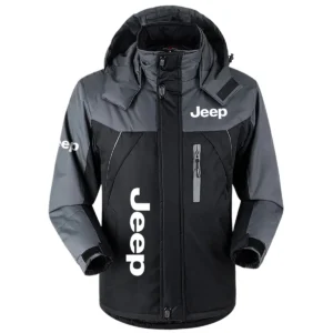 Jeep Exclusive Logo Outdoor Plush Charging Suit Waterproof Windproof Jacket Detachable Hood BLC21525A1JEEP - Black