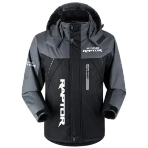 Raptor Exclusive Logo Outdoor Plush Charging Suit Waterproof Windproof Jacket Detachable Hood BLC21525A1RPT - Black