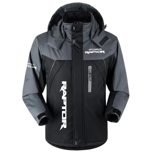 Raptor Exclusive Logo Outdoor Plush Charging Suit Waterproof Windproof Jacket Detachable Hood BLC21525A1RPT - Black