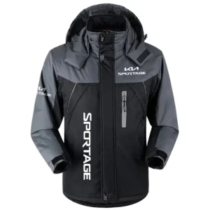 Sportage Exclusive Logo Outdoor Plush Charging Suit Waterproof Windproof Jacket Detachable Hood BLC21525A1SPT - Black