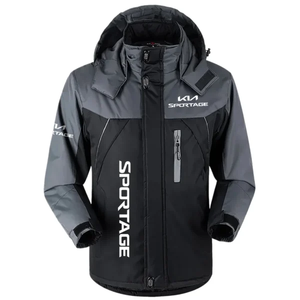 Sportage Exclusive Logo Outdoor Plush Charging Suit Waterproof Windproof Jacket Detachable Hood BLC21525A1SPT - Black
