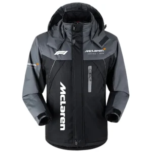 McLaren F1 Team Exclusive Logo Outdoor Plush Charging Suit Waterproof Windproof Jacket Detachable Hood BLF130525A1MCL - Black