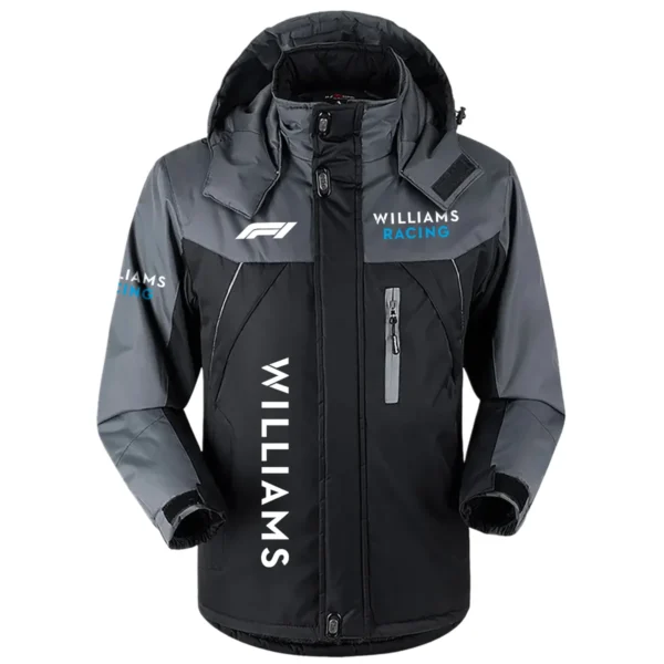 Williams F1 Team Exclusive Logo Outdoor Plush Charging Suit Waterproof Windproof Jacket Detachable Hood BLF130525A1WIL - Black