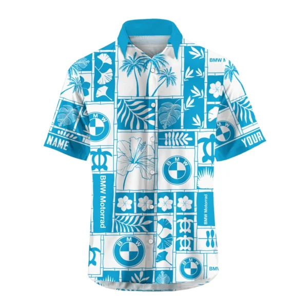 BMW Motorrad Exclusive Logo Hawaian Shirt QTVA150425HWBMW - Aqua Blue - Image 2
